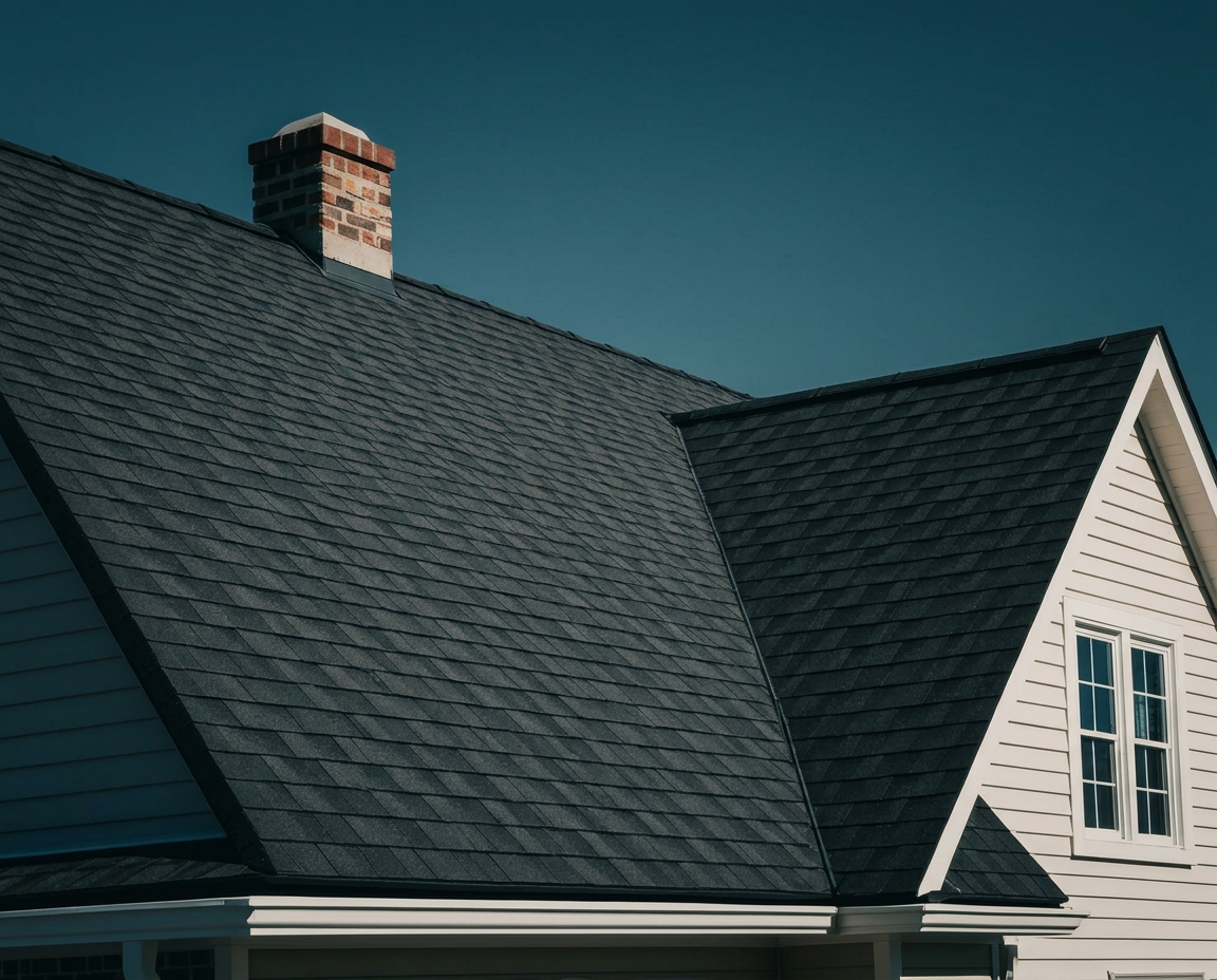 New architectural shingle roof installed on a residential home